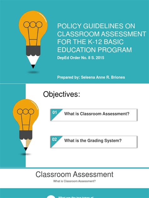 Policy Guidelines On Classroom Assessment For The K 12 Basic Education