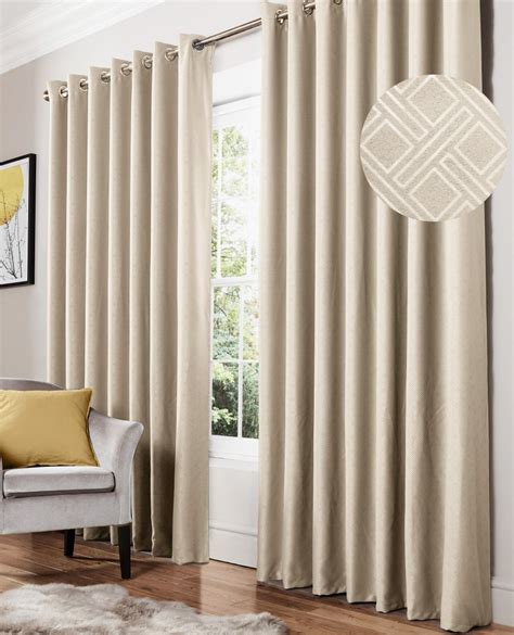 Diamond Blackout Cream Eyelet Curtains From Net Curtains Direct