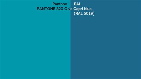 Pantone 320 C Vs Ral Capri Blue Ral 5019 Side By Side Comparison