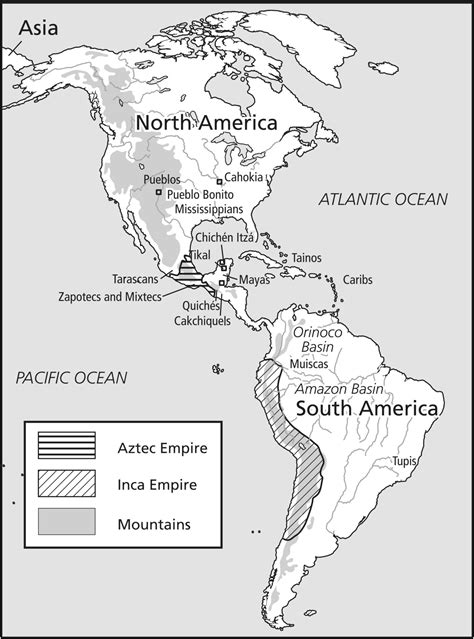 Map Of The Ancient Aztec And Inca Empires