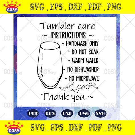 Tumbler Care Instructions Svg Care Card Svg