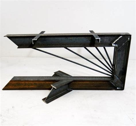 Modern metal coffee table legs. Cantilevered Steel I-Beam table legs. Industrial modern ...