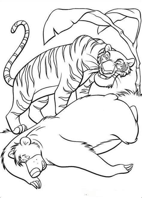 Jungle book characters coloring pages includes baloo, kaa, bagheera, shere khan, mowgli, monkeys, vultures and king louie. kleurplaten en zo » Kleurplaat van Jungle book