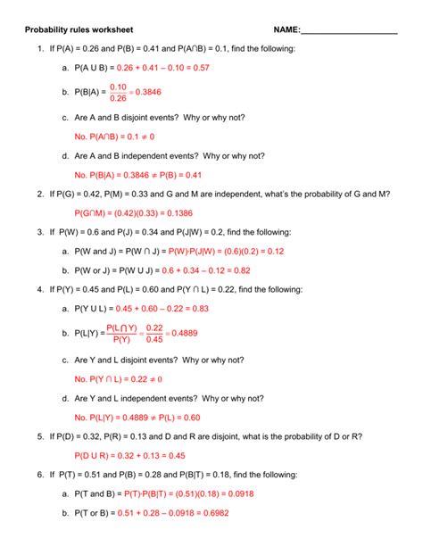 Probability Worksheets Grade 8 With Answers
