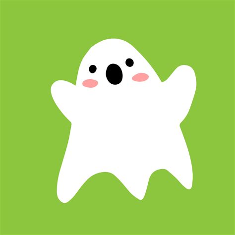 A Frightened Ghost In Cartoon Style Isolated On A Green Background