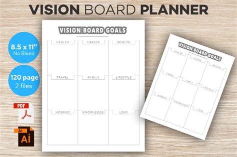 Vision Board Printables Goal Planner Graphic By Rakibs · Creative Fabrica
