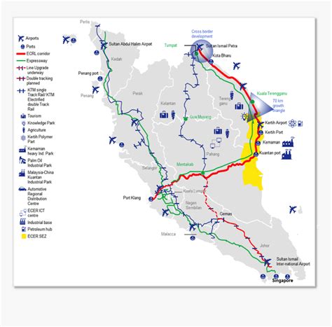 Map Of Malaysias East Coast Rail Link Project East Coast Rail Line