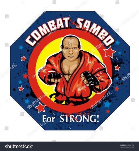 Athletes Wrestler Red Kimono Combat Sambo Stock Vector 345044162