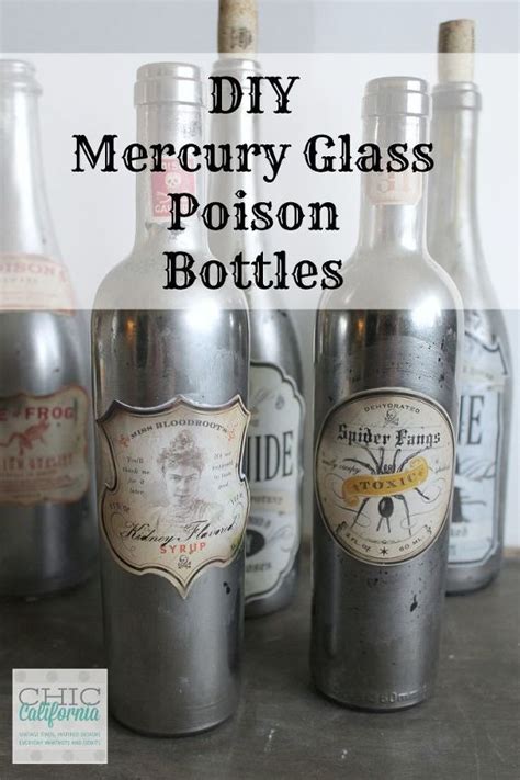 halloween diy faux mercury glass poison bottles decor hometalk