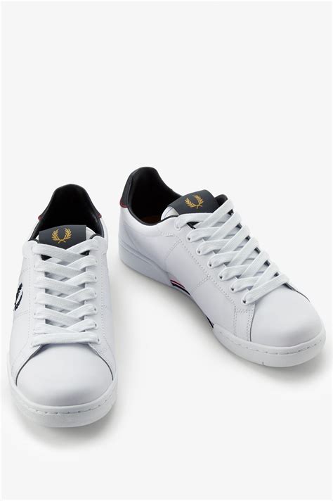 Fred Perry B722 Leather Trainers White Vault Menswear