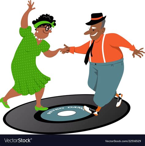 Cute Couple Of African American Senior Citizens Dancing On A Vinyl