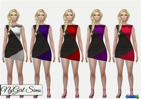 Two Tone Splice Bodycon Dress At Nygirl Sims Sims 4 Updates