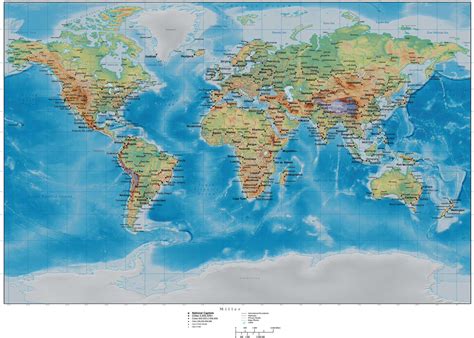 Digital World Terrain Map In Adobe Illustrator Vector Format With