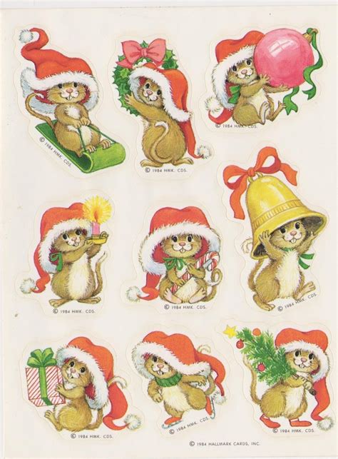 Vtg Ruth Morehead Christmas Mice Sticker Sheet By Hallmark
