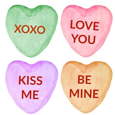 Candy Heart Clipart Conversation Hearts Valentines Day Etsy