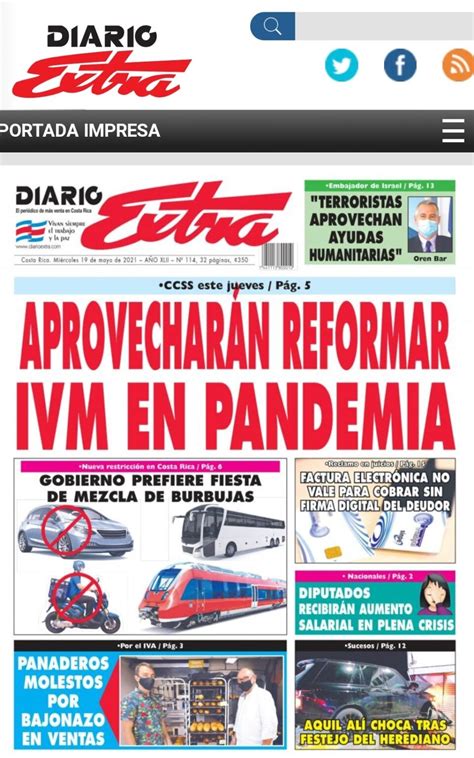 Portada Del Diario Extra PeriÓdico Digital Y Programa Radial La Voz