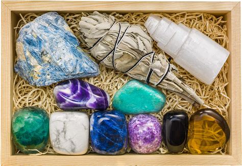 Buy Calming Large Crystals And Healing Stones In Wooden T Box 50pg