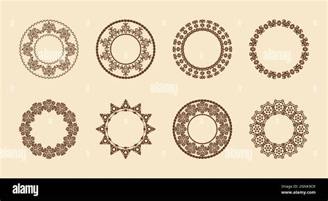 Round Frame Patternvector Set Of Circular Ornaments Borders In Vintage