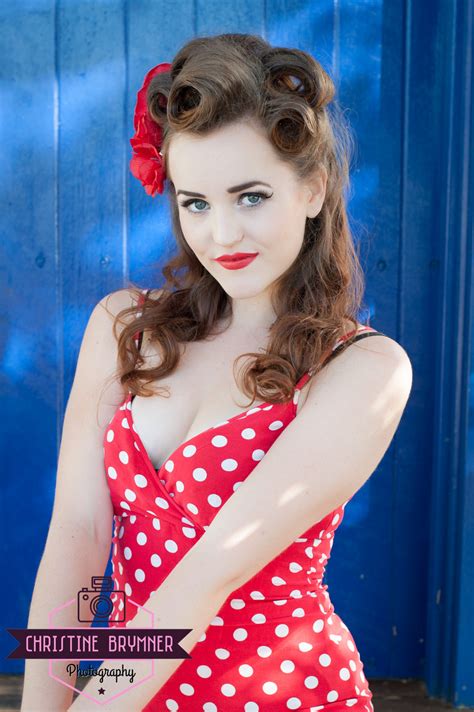 Vintage Pin Up Girl Photography Rockabilly Victory Rolls Hair Flower Polkadots 1 The Little