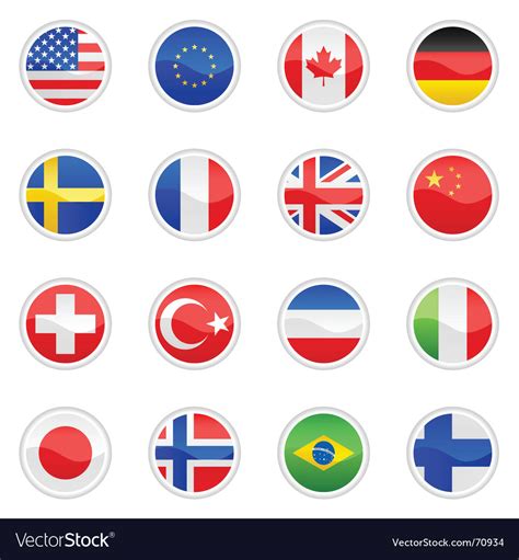 Flag Buttons Royalty Free Vector Image Vectorstock