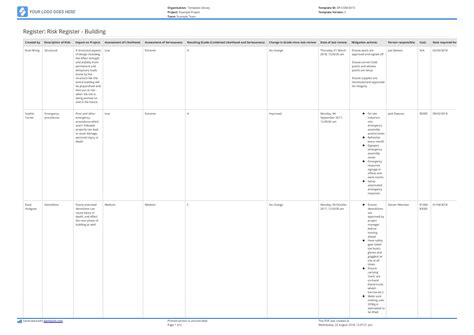 Risk Register For Building Projects Template Free And Customisable