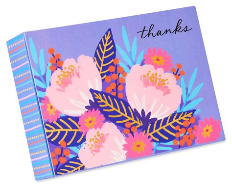 Blank Inside Vibrant Florals Thank You Boxed Blank Note Cards With