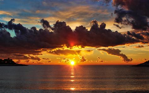 Download Wallpaper Sunset Sea Dawn Sunrise Clouds Croatia