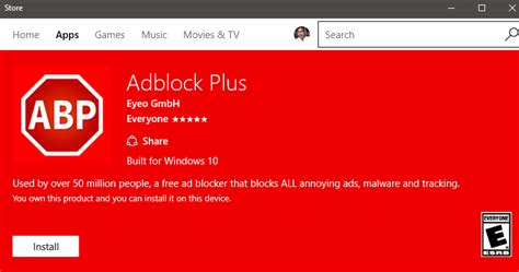 Installez Adblock Et Adblock Plus à Partir De Windows 10 Store Pour Edge