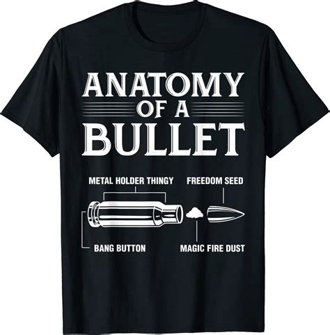 Anatomy Of A Bullet Funny Gun Lover T Shirt Clothing