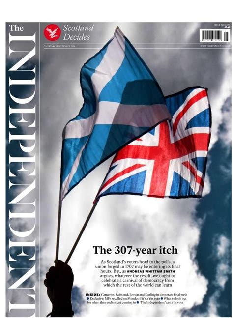 The Independent Uk September 18 2014 ~ Front Page On The Day Scotland Votes On Ind