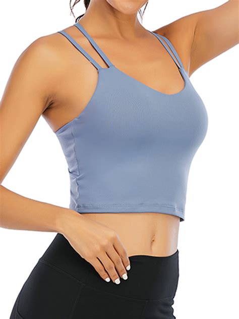 Dodoing Camisole Bras Padded Sports Bra Longline Bras For Women Yoga Tank Fitness Camisole