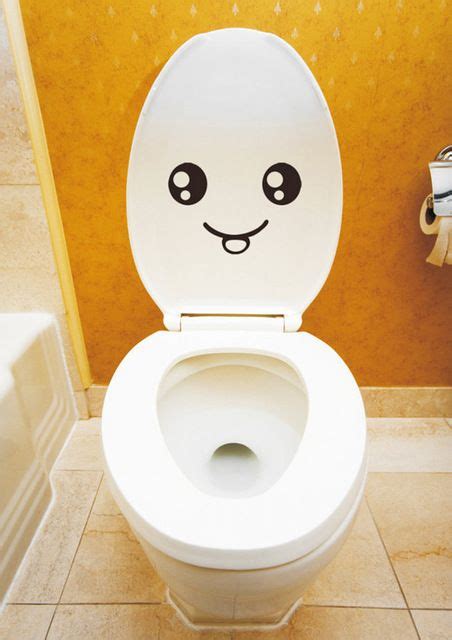 removable vinyl waterproof smiley face toilet decal wall mural art decor funny bathroom sticker