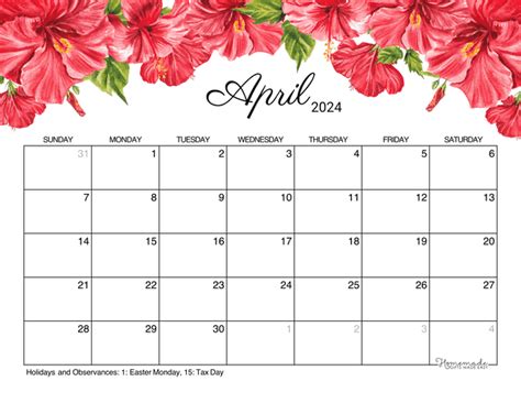2024 April Calendar With Holidays Images Clipart Printable Monthly