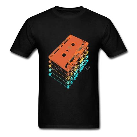 Print Funk T Shirt Mens Classic Collar Cassette Tapes Men Shirts Summer Rock Music Clothing Plus