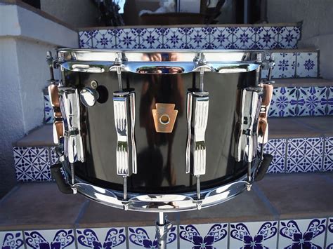 Sold Vintage 1980s Ludwig Coliseum 14 X 8 Snare Drum In Black Cortex