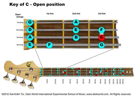 Key Of C Major Open Position On Bass Guitar