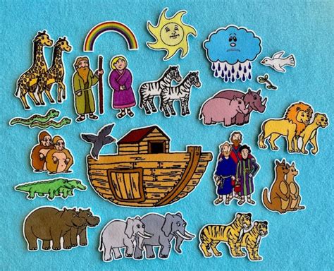 Noah S Ark Bible Story Felt Flannel Board Set Great Etsy