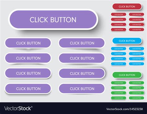 Set Of Rectangular Buttons With Rounded Corners Vector Image