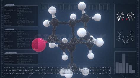 Overview Of The Molecule Of Camphor On The Computer Screen 3d