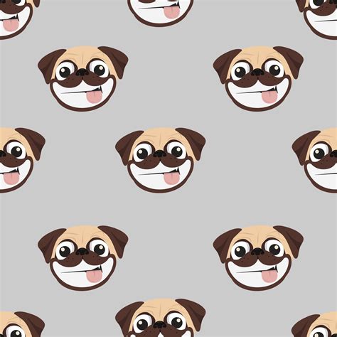 Seamless Pattern Of Cute Smiling Pug 1750066 Vector Art At Vecteezy