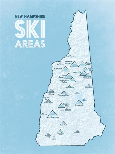 New Hampshire Ski Resorts Map 18x24 Poster Best Maps Ever