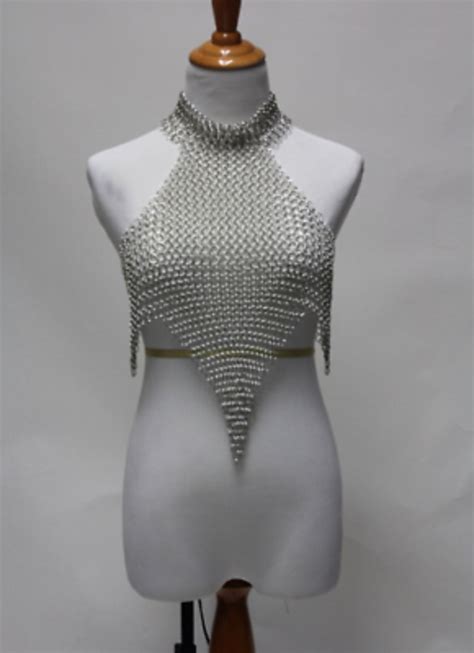 medieval roleplay fantasy chainmail crop halter bra top for etsy