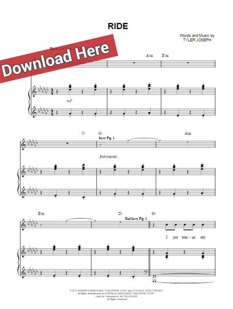 I just wanna stay in the sun where i find i know it's hard sometimes pieces of peace in th. Twenty One Pilots Ride Sheet Music, Piano Notes, Chords