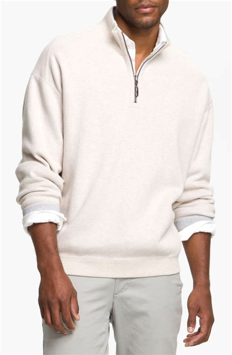 Tommy Bahama Flip Side Pro Half Zip Pullover In Beige For Men Khaki