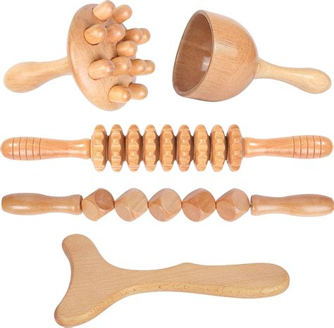 Wood Therapy Massage Tools 5 In 1 Lymphatic Drainage Massager Professional Maderoterapia Kit