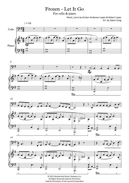 Let it go jamesbay sheet music download free in pdf or midi. Download Frozen - Let It Go (for Cello & Piano, Including Part Score) Sheet Music By Idina ...