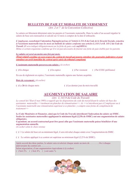 Model De Contrat De Travail Assistante Maternelle Doc Pdf Page