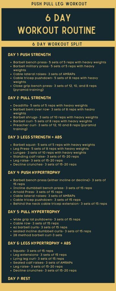6 Day Gym Workout Schedule With Pdf Free To Download Justfit