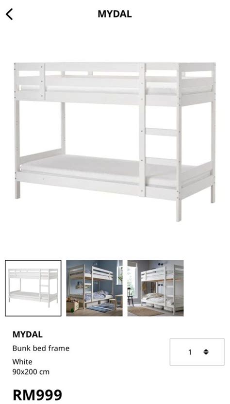Negotiable Mydal Ikea Bunk Bed Frame White Double Decker Furniture