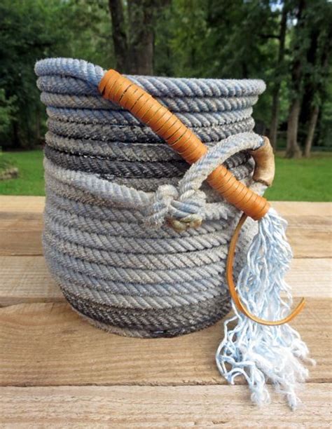 Lariat Basket With Leather Lace Wrap Lariat Rope Crafts Rope Crafts